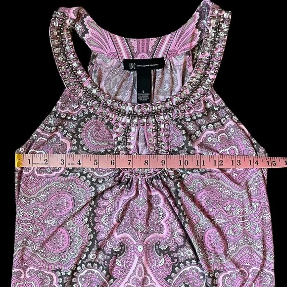 INC Embellished Paisley Halter Neck Top S - Picture 6 of 7